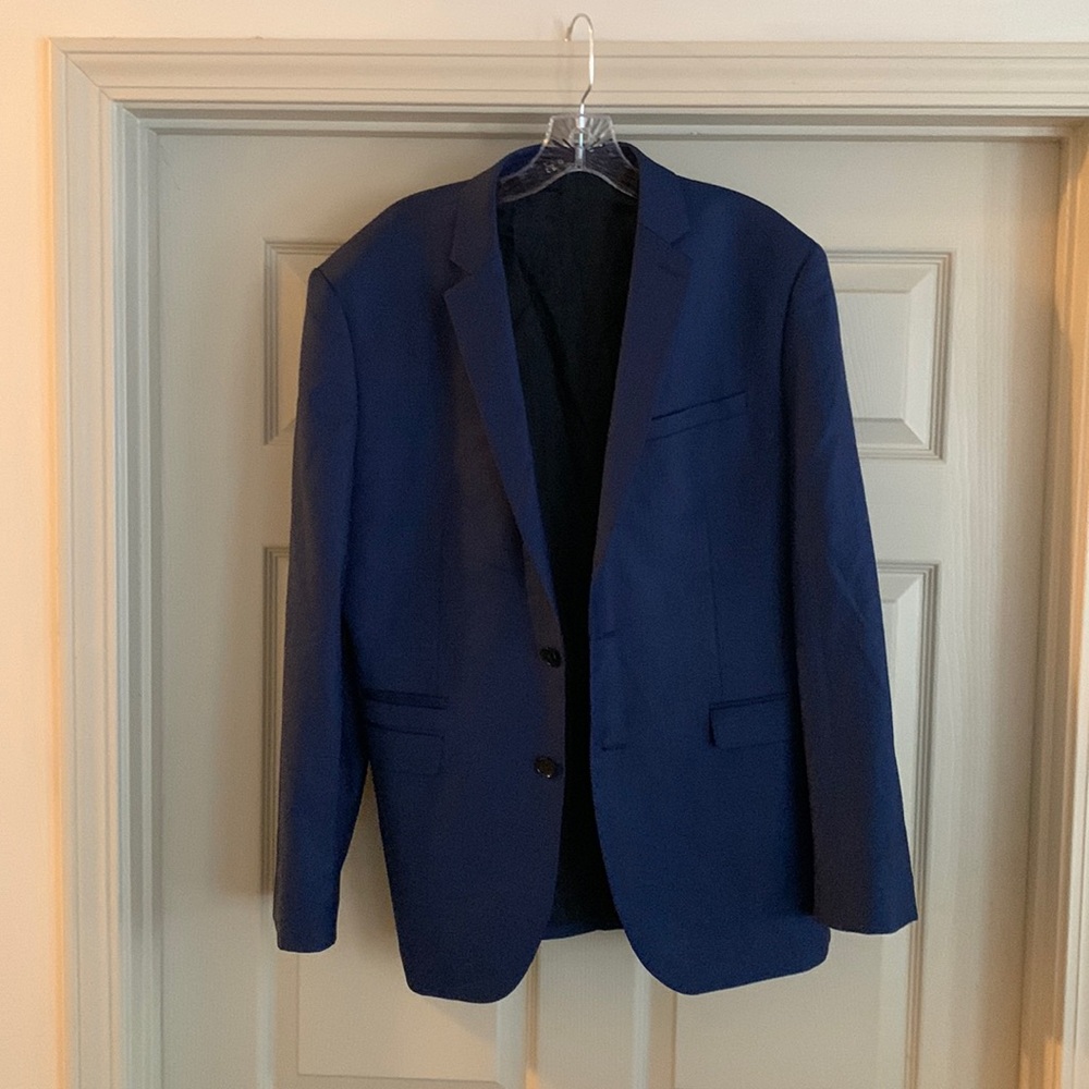 Express Slim Blue Wool Blend Stretch Suit Set